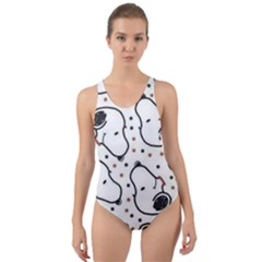 Dog Pattern Cut-out Back One Piece Swimsuit by Wegoenart