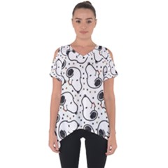 Dog Pattern Cut Out Side Drop Tee by Wegoenart