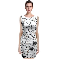 Dog Pattern Sleeveless Velvet Midi Dress