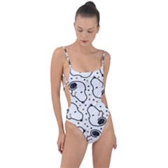 Dog Pattern Tie Strap One Piece Swimsuit by Wegoenart