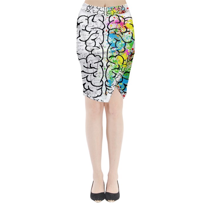 Brain Mind Psychology Idea Drawing Midi Wrap Pencil Skirt