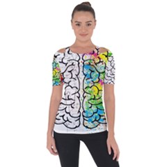 Brain Mind Psychology Idea Drawing Shoulder Cut Out Short Sleeve Top by Wegoenart