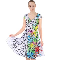 Brain Mind Psychology Idea Drawing Cap Sleeve Front Wrap Midi Dress by Wegoenart