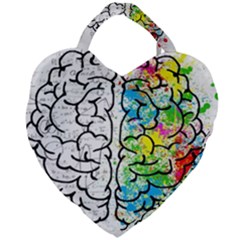 Brain Mind Psychology Idea Drawing Giant Heart Shaped Tote by Wegoenart