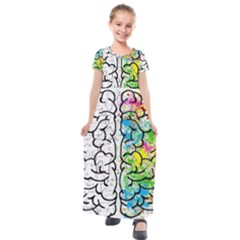 Brain Mind Psychology Idea Drawing Kids  Short Sleeve Maxi Dress by Wegoenart