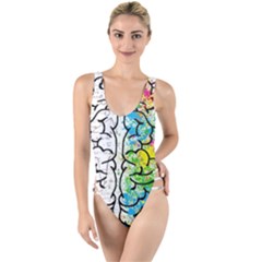 Brain Mind Psychology Idea Drawing High Leg Strappy Swimsuit by Wegoenart