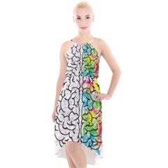 Brain Mind Psychology Idea Drawing High-low Halter Chiffon Dress  by Wegoenart