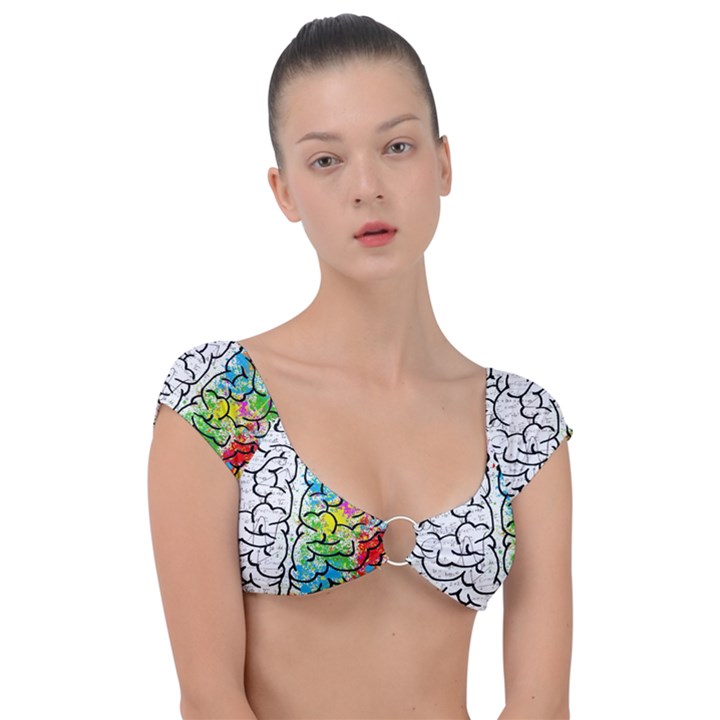 Brain Mind Psychology Idea Drawing Cap Sleeve Ring Bikini Top