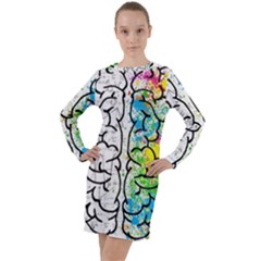 Brain Mind Psychology Idea Drawing Long Sleeve Hoodie Dress