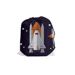 Rocket Space Universe Spaceship Drawstring Pouch (medium) by Wegoenart