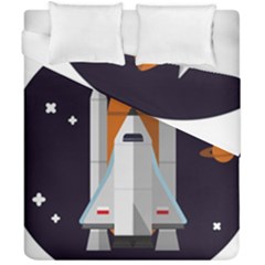 Rocket Space Universe Spaceship Duvet Cover Double Side (california King Size)