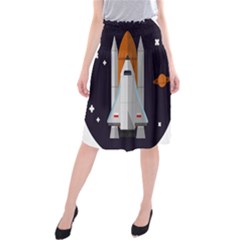 Rocket Space Universe Spaceship Midi Beach Skirt by Wegoenart