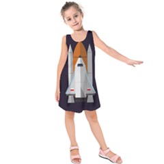 Rocket Space Universe Spaceship Kids  Sleeveless Dress by Wegoenart