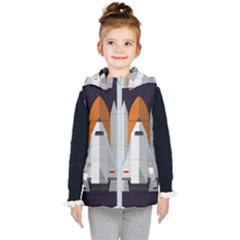 Rocket Space Universe Spaceship Kids  Hooded Puffer Vest