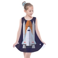 Rocket Space Universe Spaceship Kids  Summer Dress by Wegoenart