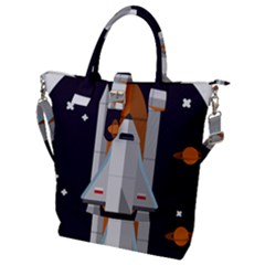 Rocket Space Universe Spaceship Buckle Top Tote Bag by Wegoenart