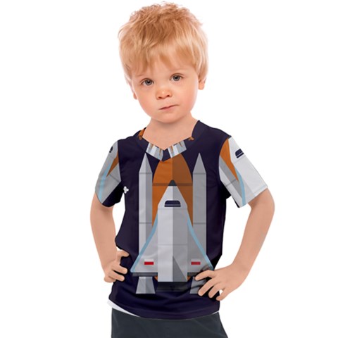 Rocket Space Universe Spaceship Kids  Sports Tee by Wegoenart