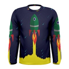 Rocket Halftone Astrology Astronaut Men s Long Sleeve Tee by Wegoenart