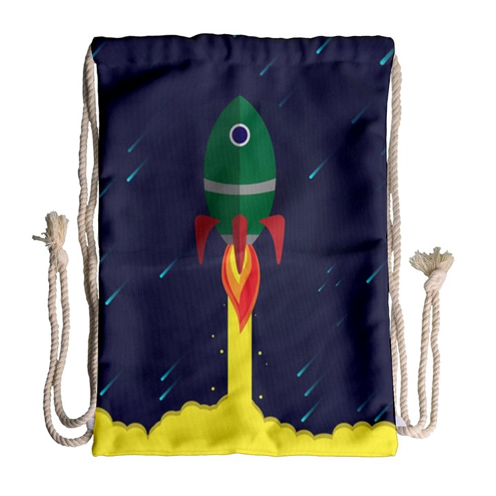 Rocket Halftone Astrology Astronaut Drawstring Bag (Large)