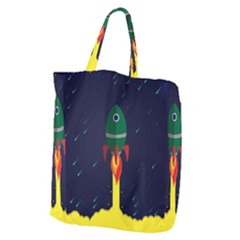 Rocket Halftone Astrology Astronaut Giant Grocery Tote by Wegoenart