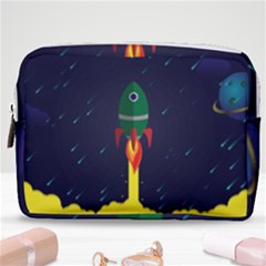 Rocket Halftone Astrology Astronaut Make Up Pouch (medium) by Wegoenart