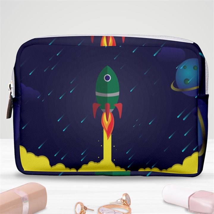 Rocket Halftone Astrology Astronaut Make Up Pouch (Medium)