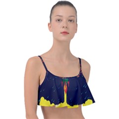 Rocket Halftone Astrology Astronaut Frill Bikini Top by Wegoenart