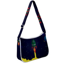 Rocket Halftone Astrology Astronaut Zip Up Shoulder Bag