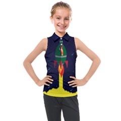 Rocket Halftone Astrology Astronaut Kids  Sleeveless Polo Tee