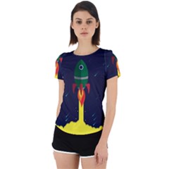 Rocket Halftone Astrology Astronaut Back Cut Out Sport Tee