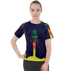 Rocket Halftone Astrology Astronaut Women s Sport Raglan Tee