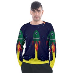 Rocket Halftone Astrology Astronaut Men s Long Sleeve Raglan Tee