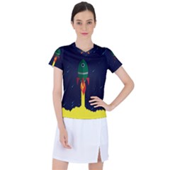 Rocket Halftone Astrology Astronaut Women s Sports Top