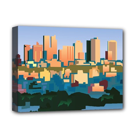 City Buildings Urban Dawn Deluxe Canvas 16  X 12  (stretched)  by Wegoenart