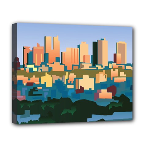 City Buildings Urban Dawn Deluxe Canvas 20  X 16  (stretched) by Wegoenart