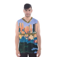 City Buildings Urban Dawn Men s Basketball Tank Top by Wegoenart