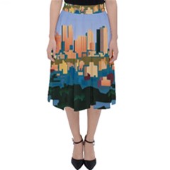 City Buildings Urban Dawn Classic Midi Skirt by Wegoenart