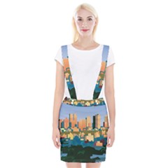 City Buildings Urban Dawn Braces Suspender Skirt by Wegoenart