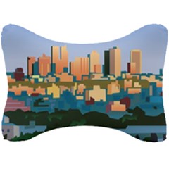 City Buildings Urban Dawn Seat Head Rest Cushion by Wegoenart