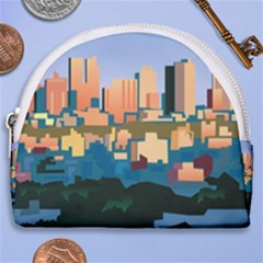 City Buildings Urban Dawn Horseshoe Style Canvas Pouch