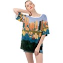 City Buildings Urban Dawn Oversized Chiffon Top View1