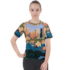 City Buildings Urban Dawn Women s Sport Raglan Tee