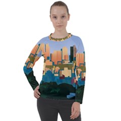 City Buildings Urban Dawn Women s Long Sleeve Raglan Tee