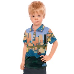 City Buildings Urban Dawn Kids  Polo Tee