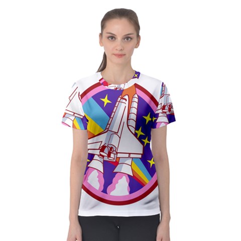 Pink Rainbow Rocket Women s Sport Mesh Tee by Wegoenart