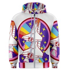 Pink Rainbow Rocket Men s Zipper Hoodie by Wegoenart