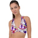 Pink Rainbow Rocket Halter Plunge Bikini Top View1