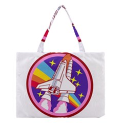 Pink Rainbow Rocket Medium Tote Bag by Wegoenart