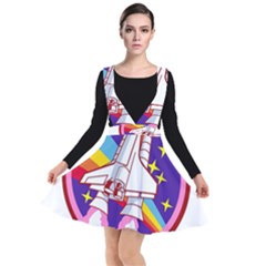 Pink Rainbow Rocket Plunge Pinafore Dress by Wegoenart