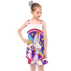 Pink Rainbow Rocket Kids  Overall Dress by Wegoenart